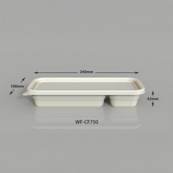 WF 500ml Rectangular 2-Compartment Lunch Container – 240 x 100 x 42mm